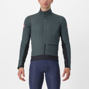 Castelli ALPHA DOPPIO ROS Men Jackets Green / Black | 7615-LWAUO