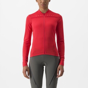 Castelli ANIMA 4 LONG SLEEVE Women Jersey Red | 5476-DEWPX