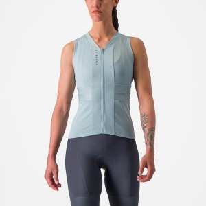 Castelli ANIMA 4 SLEEVELESS Women Jersey Blue / Dark Grey Blue | 5017-ELFIN