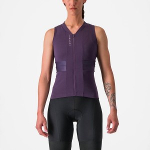 Castelli ANIMA 4 SLEEVELESS Women Jersey Purple White | 0135-RSJVU