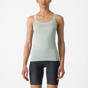 Castelli BAVETTE TOP Women Jersey Green / White | 3597-DAYRW