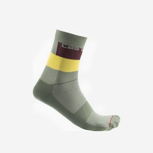 Castelli BLOCCO 15 Men Socks Green | 3725-PVTEW