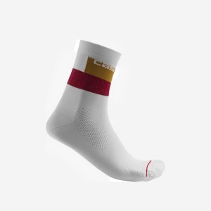 Castelli BLOCCO 15 Men Socks White | 6327-GFWDB