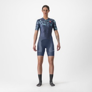 Castelli FREE SANREMO 2 W SHORT SLEEVE Women Suits Blue / Light Turquoise | 0368-KAWXR