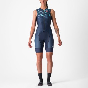 Castelli FREE SANREMO W SLEEVELESS Women Suits Blue / Light Turquoise | 4513-BGVPE