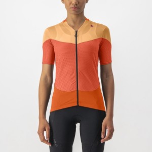 Castelli GRADIENT COLOR BLOCK Women Jersey Deep Red Orange / Orange | 4938-EXFDV