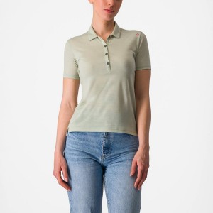 Castelli MERINO W POLO Women Casual Green | 0856-IZNGK