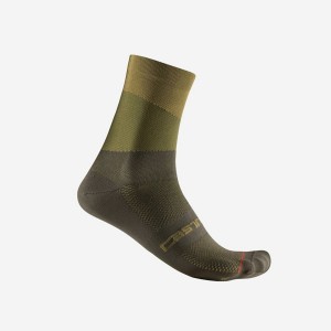 Castelli ORIZZONTE 15 Men Socks Olive / Deep Green | 8756-VIBTG