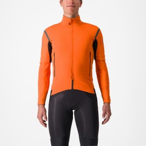 Castelli PERFETTO RoS 2 CONVERTIBLE Men Jackets Red Orange / Dark Grey | 3568-KZJYG