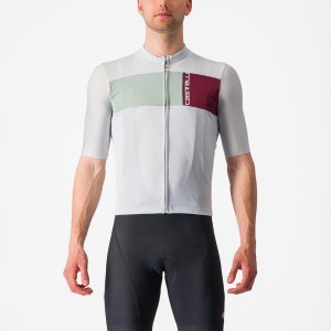 Castelli PROLOGO 7 Men Jersey Silver Grey / Green | 5014-MTXLU