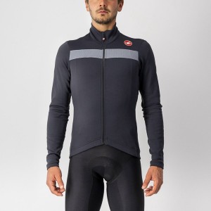 Castelli PURO 3 FZ Men Jersey Black / Silver | 5821-LXZGN