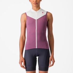 Castelli SOLARIS SLEEVELESS Women Jersey Deep Purple / White | 9461-XJUSQ