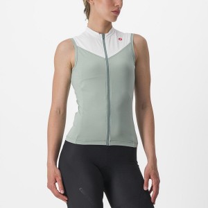 Castelli SOLARIS SLEEVELESS Women Jersey Green / White | 0149-YIDNJ