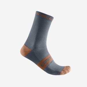 Castelli SUPERLEGGERA T 12 Men Socks Light Grey Blue / Brown | 3268-TGUVR