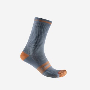 Castelli SUPERLEGGERA T 18 Men Socks Light Grey Blue / Brown | 1965-BVHIW