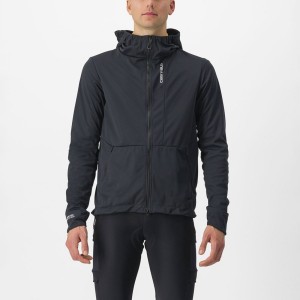 Castelli TRAIL HOODIE Men Jackets Black | 5934-NEDRG