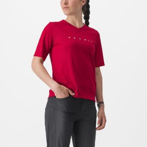 Castelli TRAIL TECH 2 W TEE Women Jersey Dark Red | 0473-XKJGF