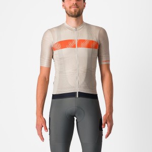 Castelli UNLIMITED ENDURANCE Men Jersey Silver / Orange Red | 1374-OGXWI