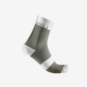 Castelli VELOCISSIMA 12 Women Socks Green / White | 5839-CNJZV