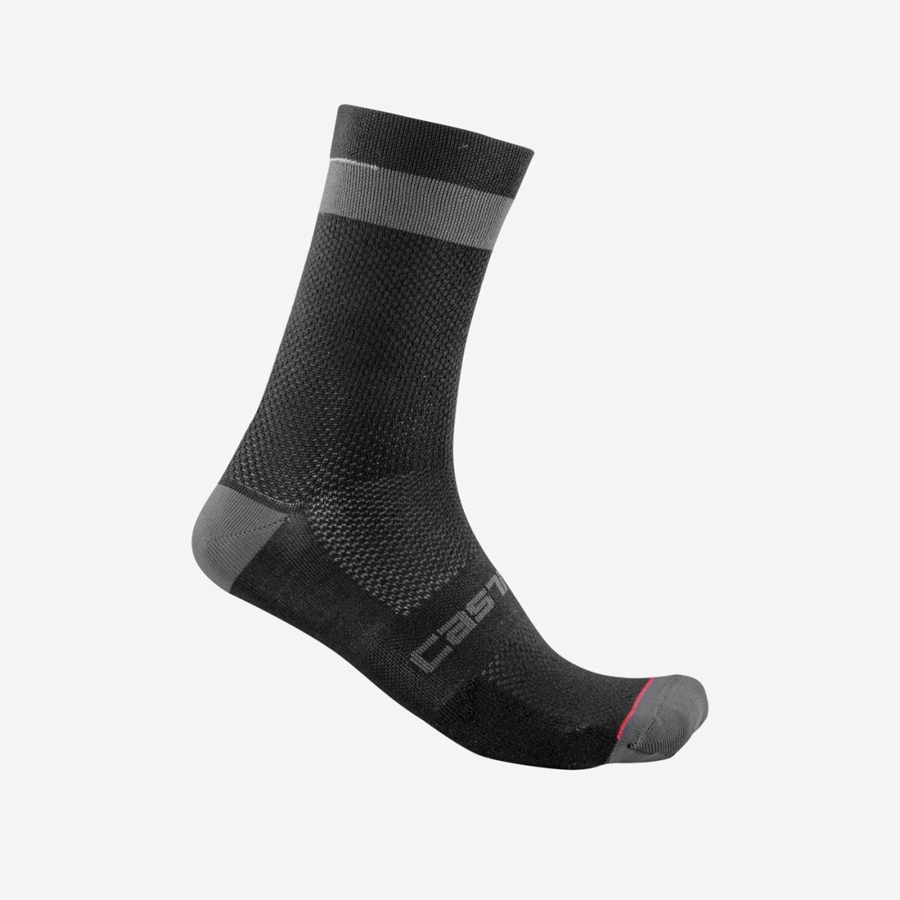 Castelli ALPHA 18 Men Socks Black / Dark Grey | 2167-JVNME