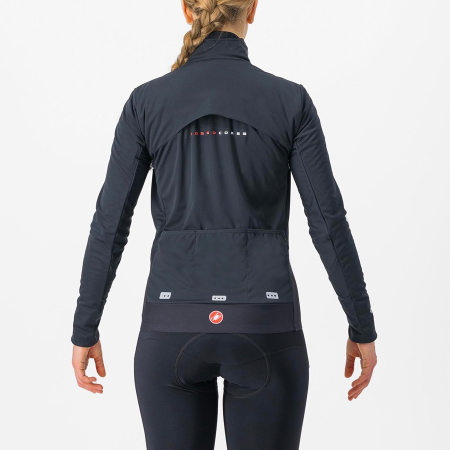 Castelli ALPHA DOPPIO ROS W Women Jackets Black / Silver / Dark | 3429-AYNOP