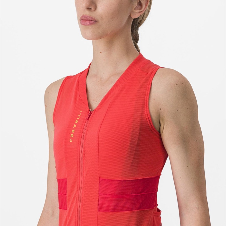 Castelli ANIMA 4 SLEEVELESS Women Jersey Orange | 0267-RSHQJ