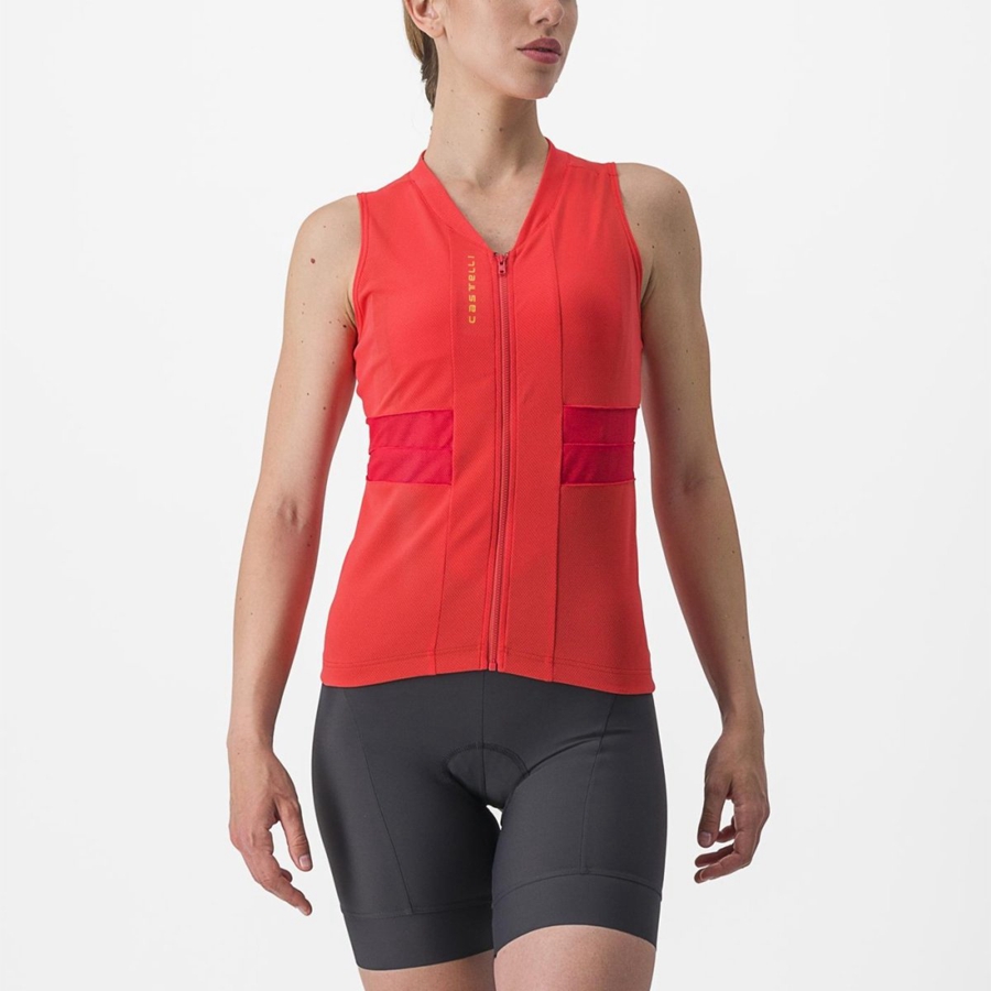 Castelli ANIMA 4 SLEEVELESS Women Jersey Orange | 0267-RSHQJ