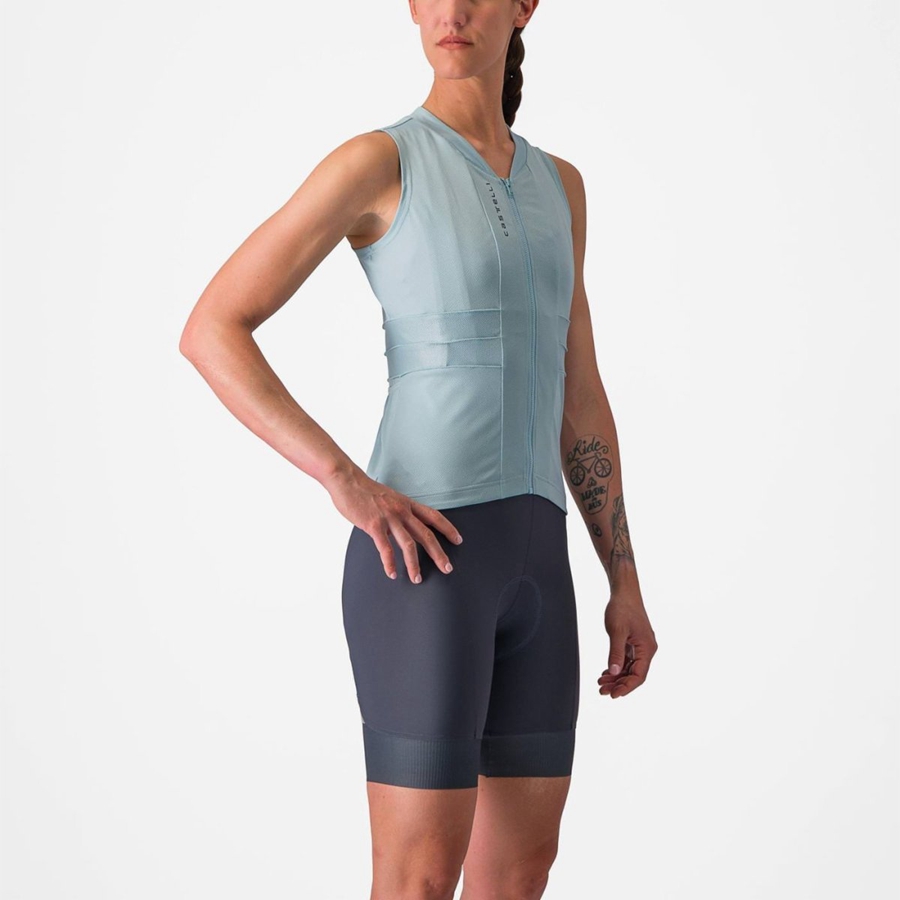 Castelli ANIMA 4 SLEEVELESS Women Jersey Blue / Dark Grey Blue | 5017-ELFIN