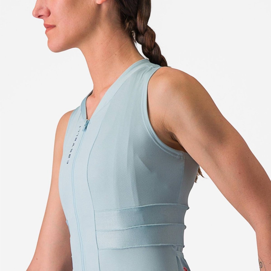 Castelli ANIMA 4 SLEEVELESS Women Jersey Blue / Dark Grey Blue | 5017-ELFIN