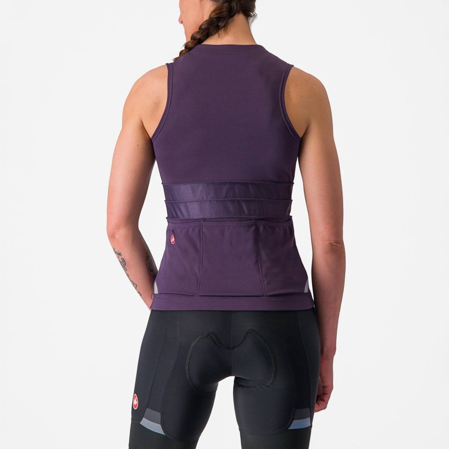 Castelli ANIMA 4 SLEEVELESS Women Jersey Purple White | 0135-RSJVU