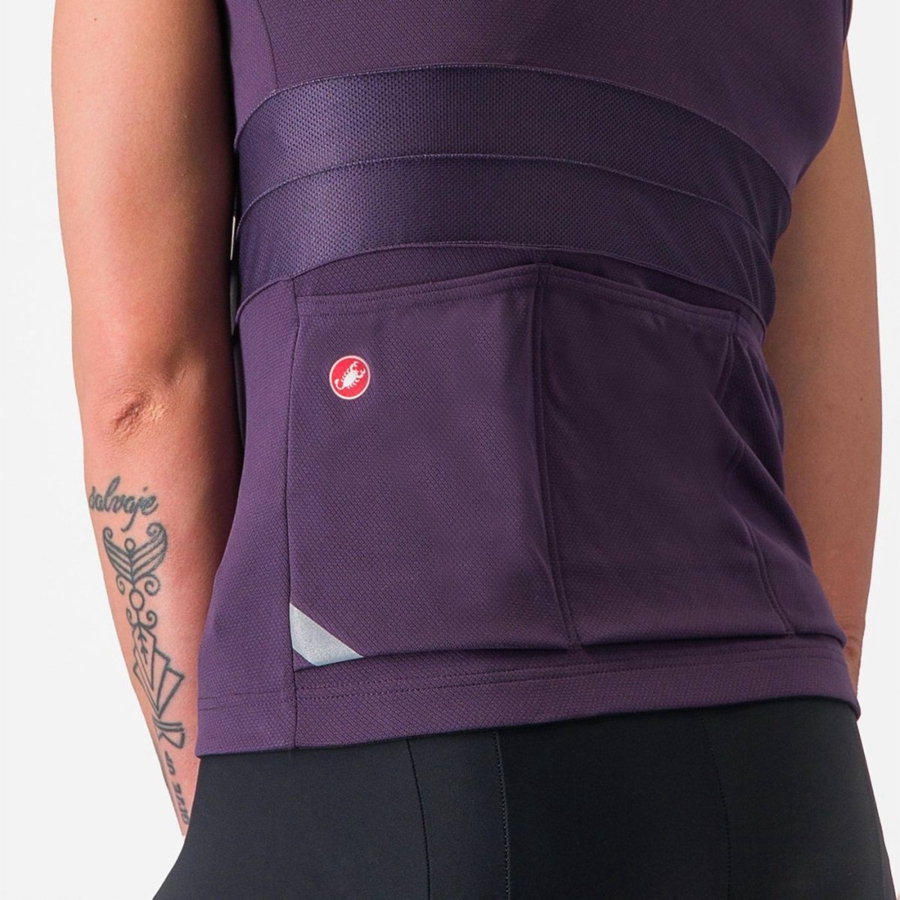 Castelli ANIMA 4 SLEEVELESS Women Jersey Purple White | 0135-RSJVU