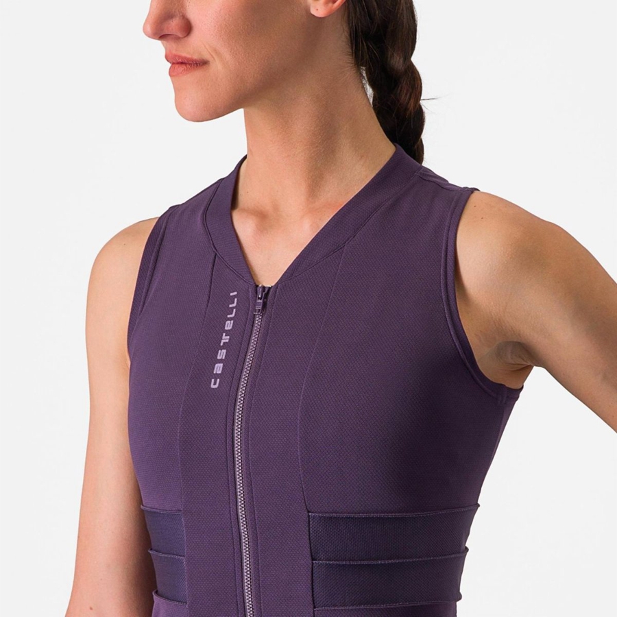 Castelli ANIMA 4 SLEEVELESS Women Jersey Purple White | 0135-RSJVU