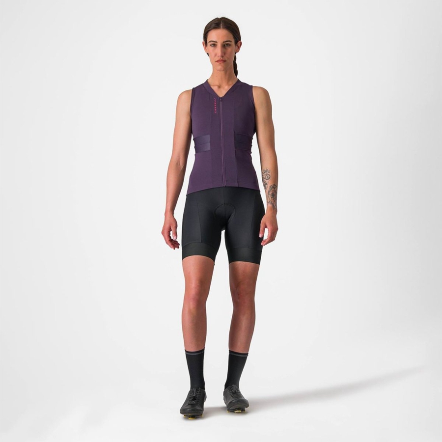 Castelli ANIMA 4 SLEEVELESS Women Jersey Purple White | 0135-RSJVU