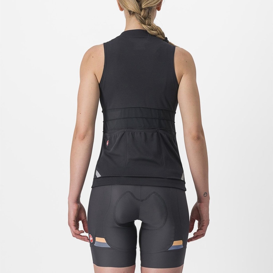 Castelli ANIMA 4 SLEEVELESS Women Jersey Black / White | 7324-ZEQRY