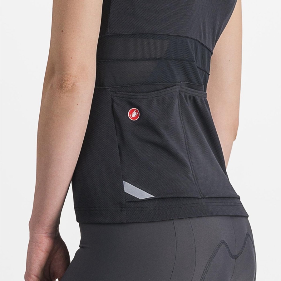 Castelli ANIMA 4 SLEEVELESS Women Jersey Black / White | 7324-ZEQRY