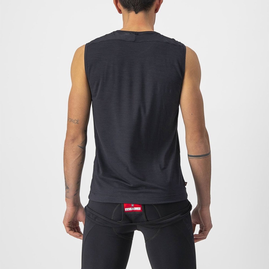 Castelli BANDITO WOOL SLEEVELESS Men Base Layer Black | 5438-JPDCO