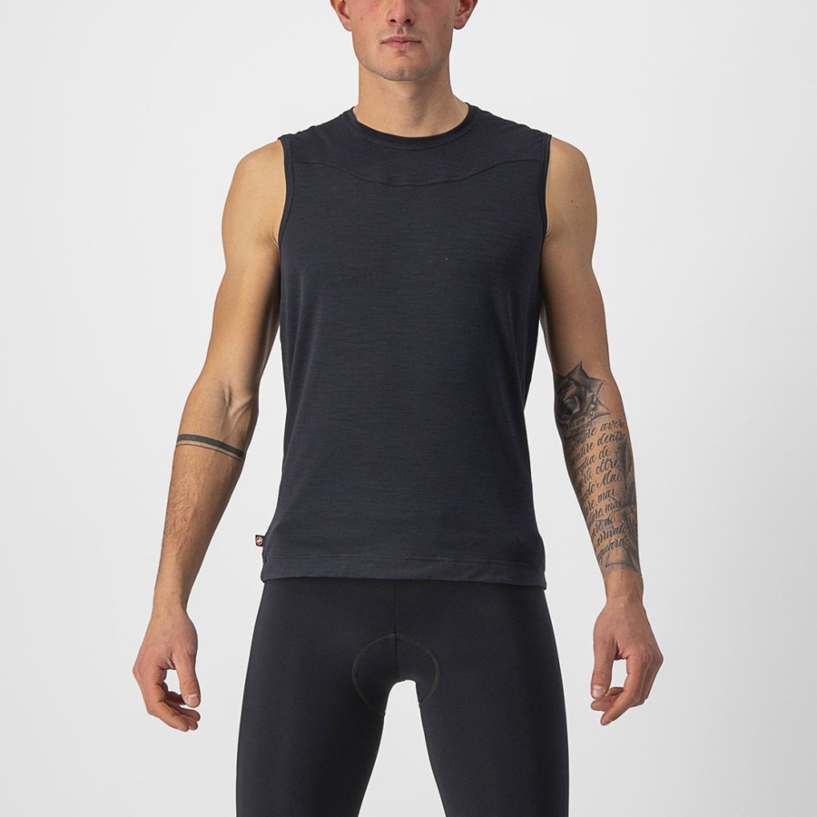 Castelli BANDITO WOOL SLEEVELESS Men Base Layer Black | 5438-JPDCO