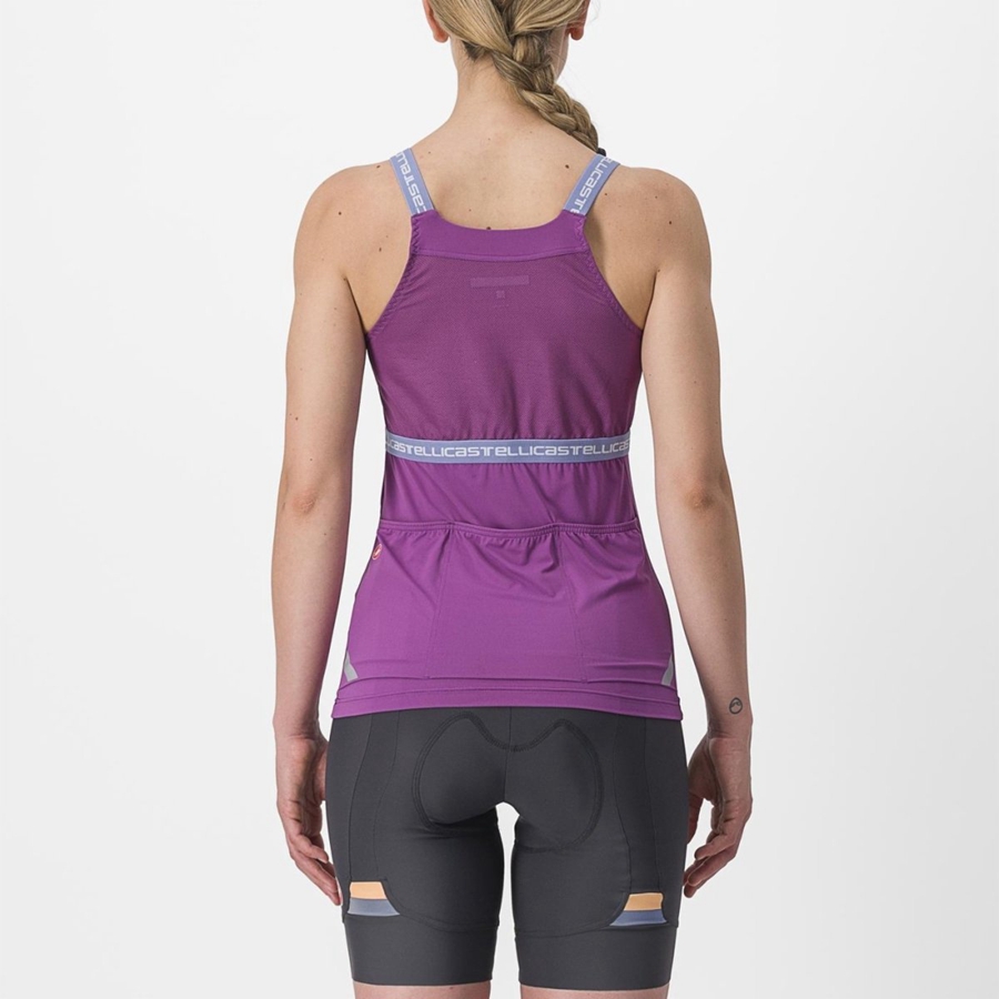 Castelli BAVETTE TOP Women Jersey Purple White | 4768-NGRCS