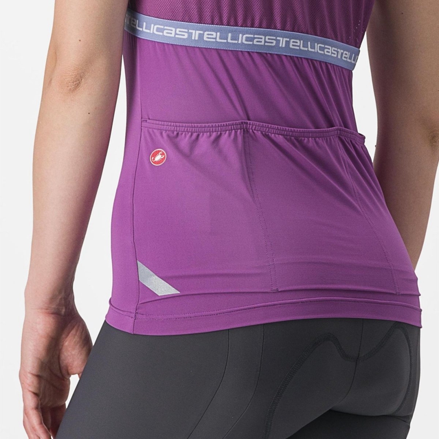 Castelli BAVETTE TOP Women Jersey Purple White | 4768-NGRCS