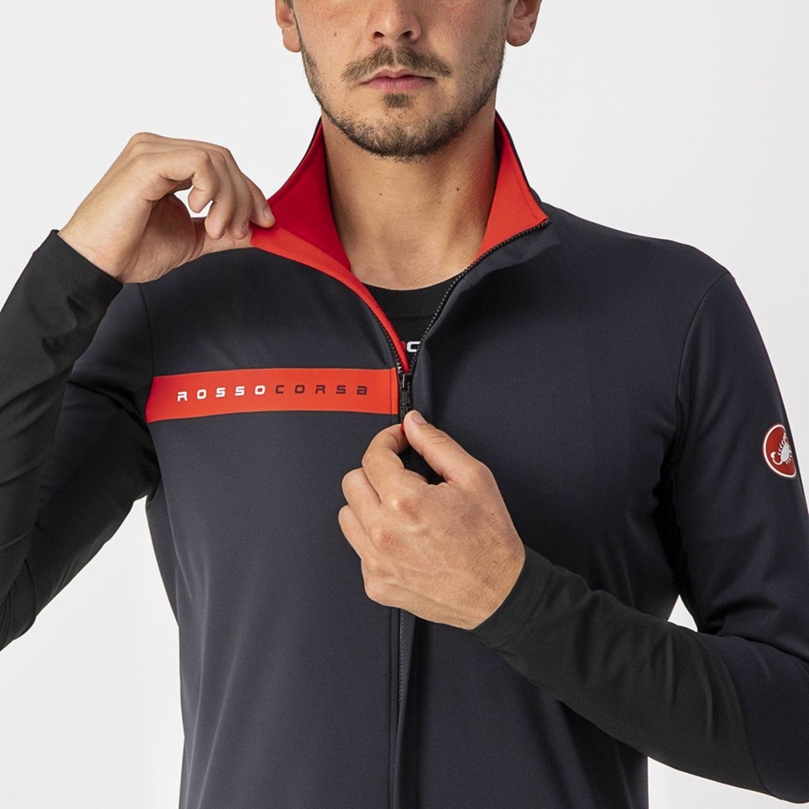 Castelli BETA RoS Men Jackets Black / Red | 4389-CJZLV