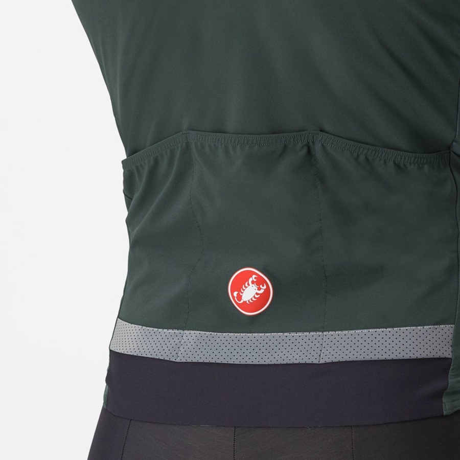 Castelli BETA RoS Men Jackets Green / Red Orange | 1382-WCASX