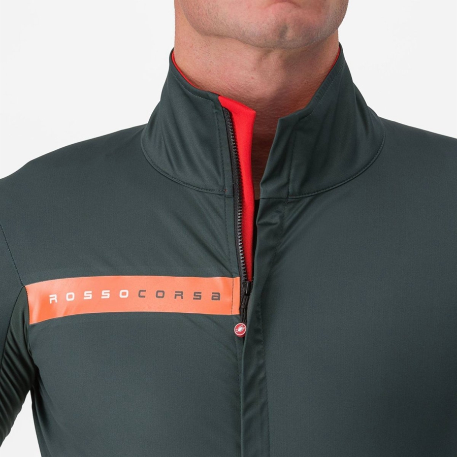 Castelli BETA RoS Men Jackets Green / Red Orange | 1382-WCASX