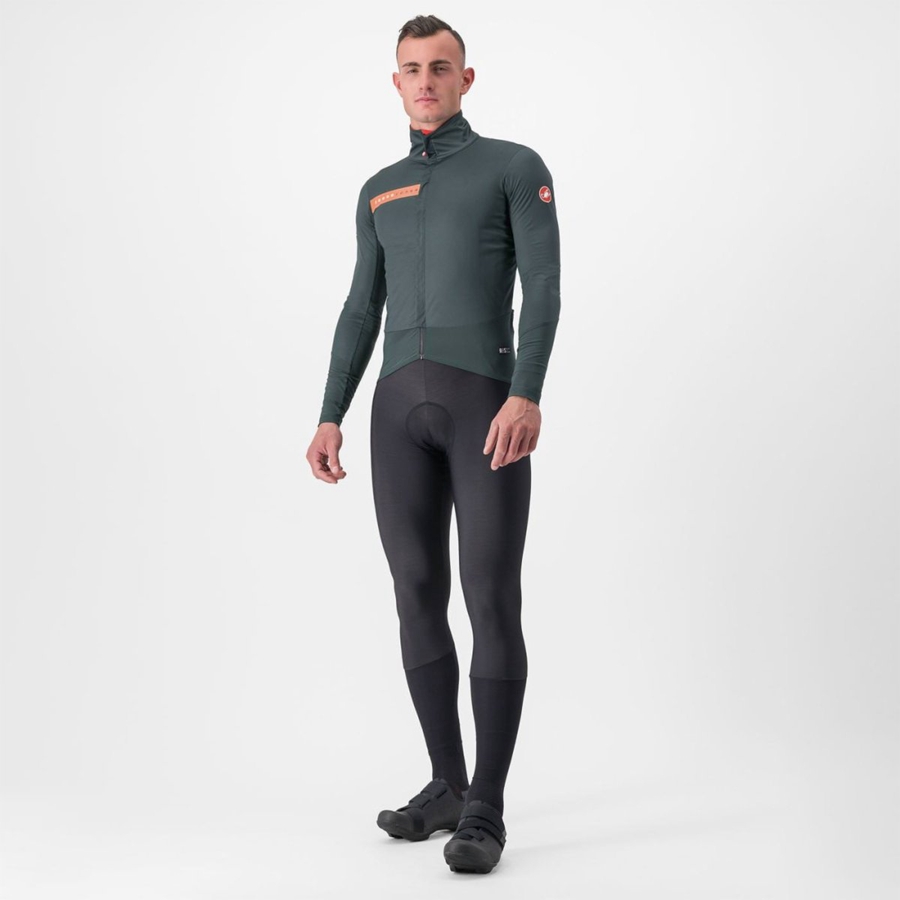 Castelli BETA RoS Men Jackets Green / Red Orange | 1382-WCASX