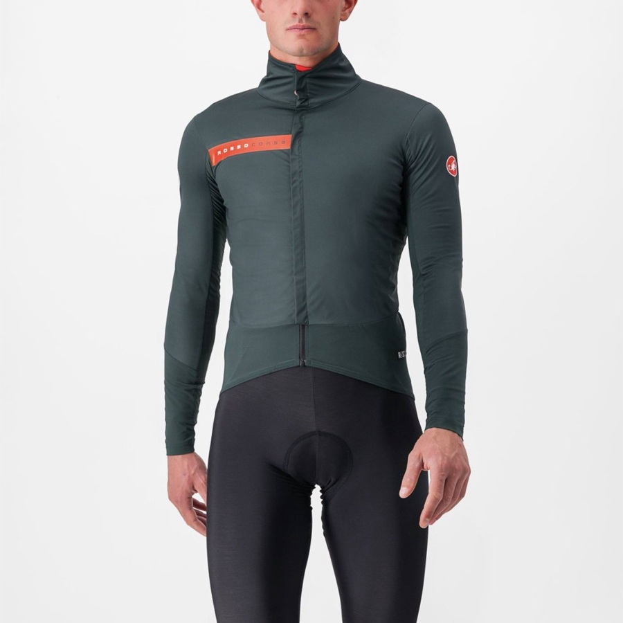 Castelli BETA RoS Men Jackets Green / Red Orange | 1382-WCASX