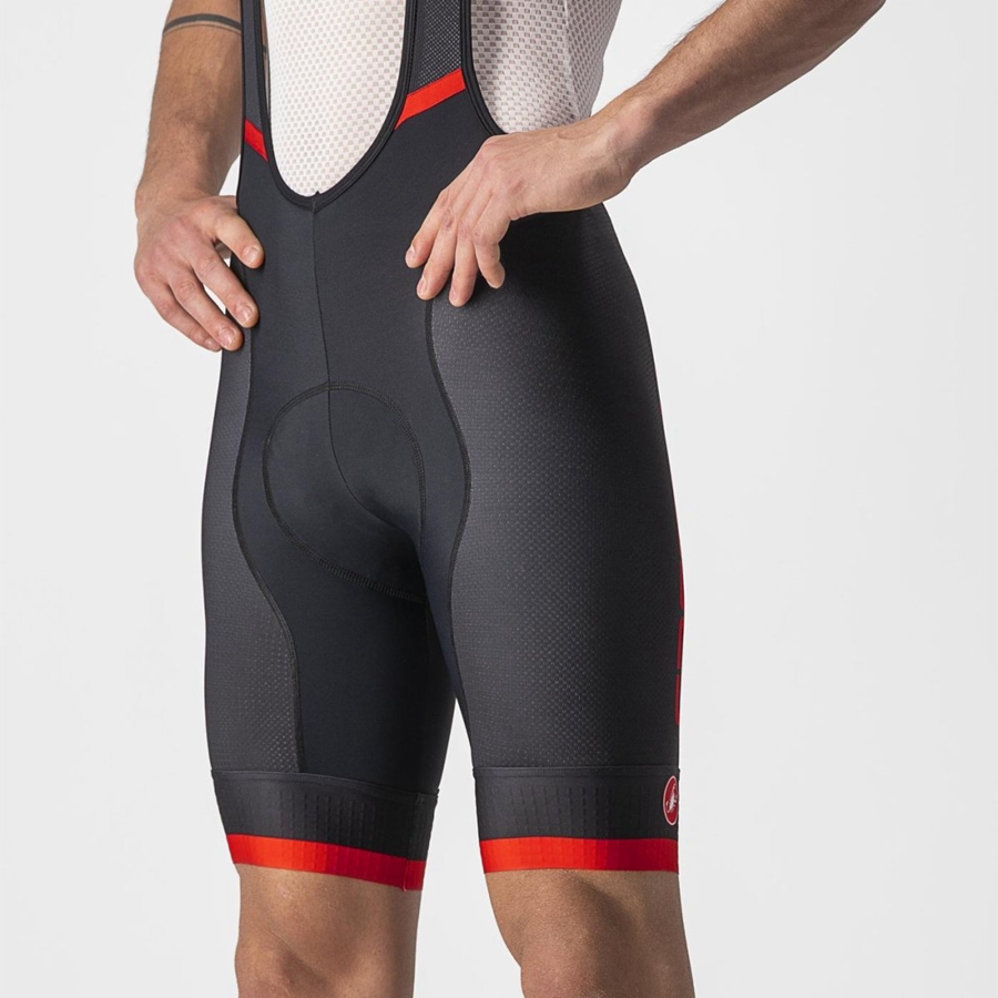 Castelli COMPETIZIONE KIT Men Bib Shorts Black / Red | 4693-EMJSH