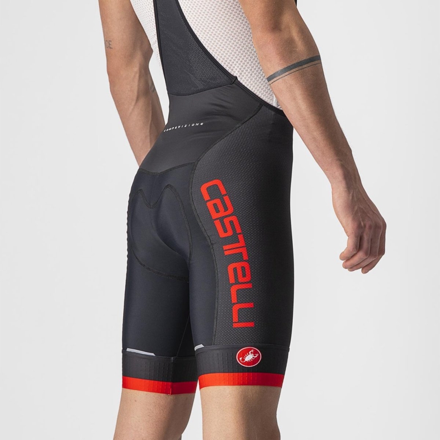 Castelli COMPETIZIONE KIT Men Bib Shorts Black / Red | 4693-EMJSH