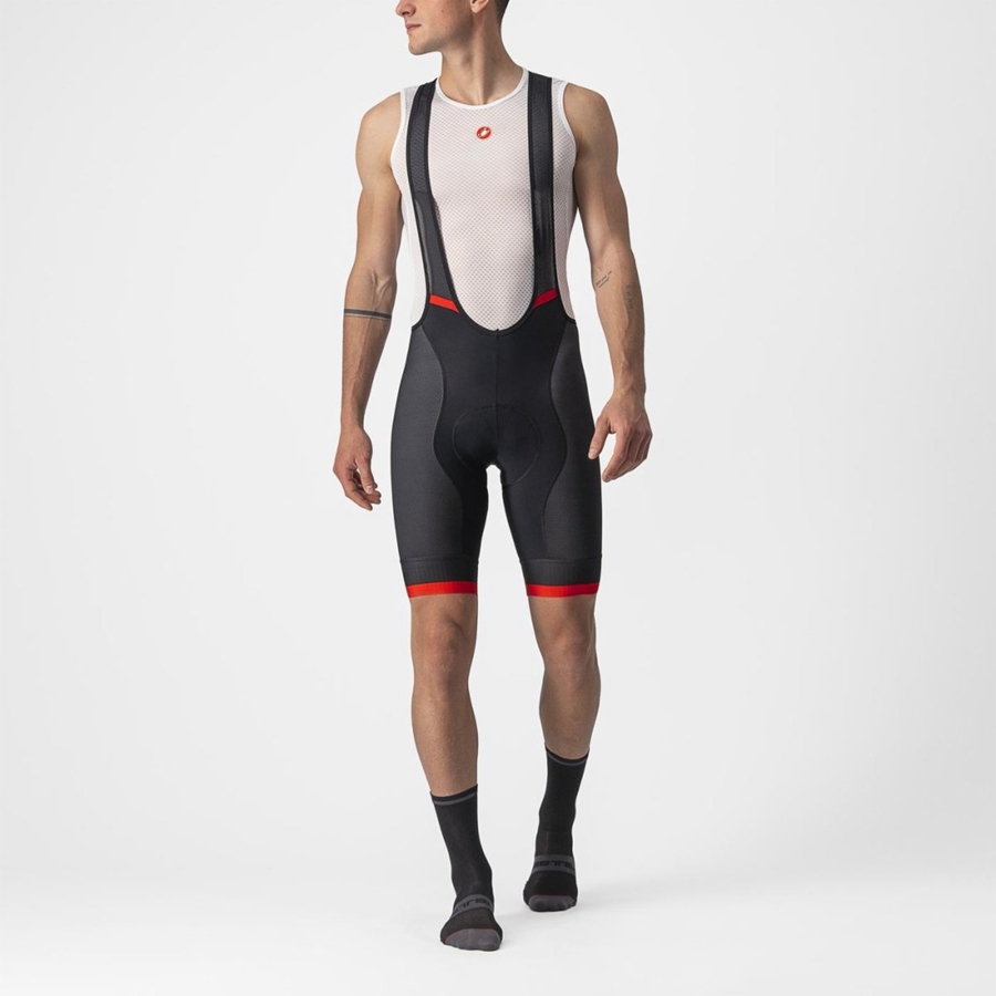 Castelli COMPETIZIONE KIT Men Bib Shorts Black / Red | 4693-EMJSH