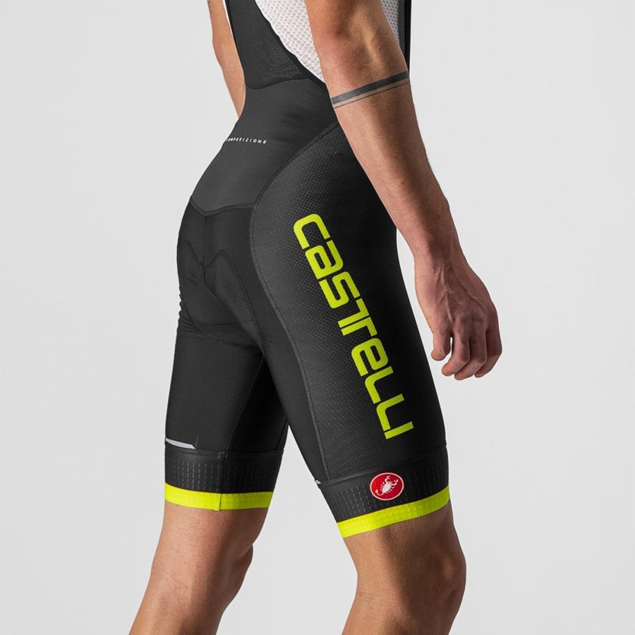 Castelli COMPETIZIONE KIT Men Bib Shorts Black / Light Green | 7034-MOJZR