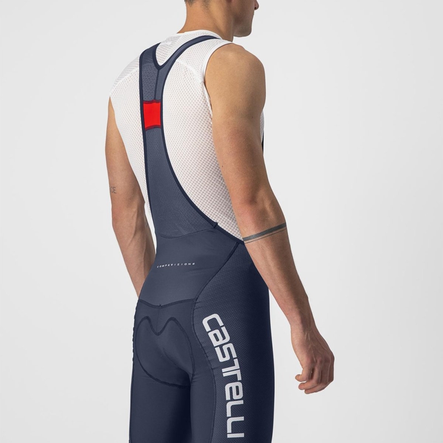 Castelli COMPETIZIONE KIT Men Bib Shorts Blue / White / Silver | 7816-TXJIN