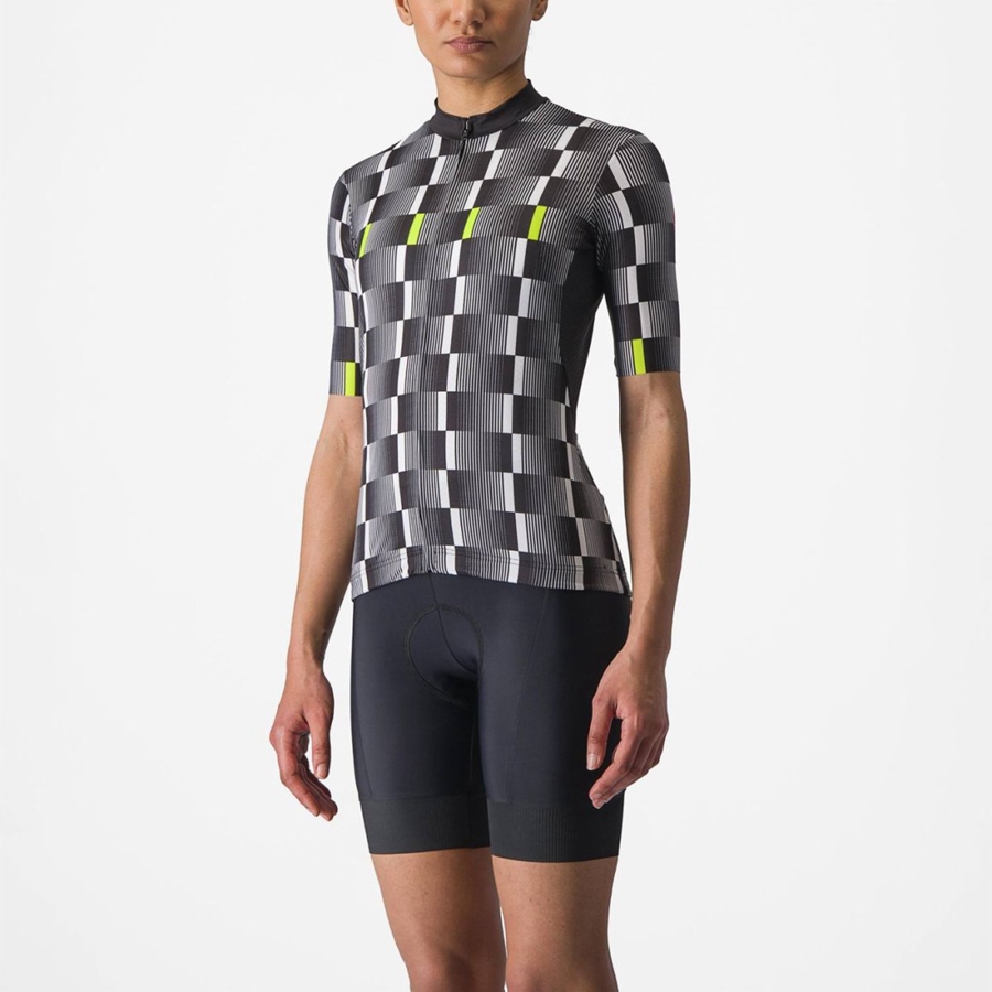 Castelli DIMENSIONE Women Jersey Black / White / Light Green | 3542-UICNS